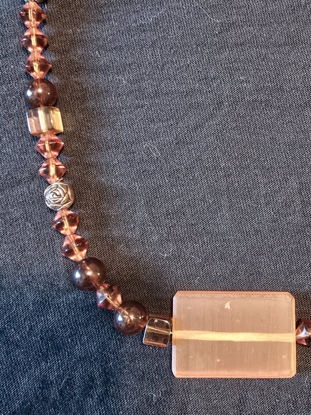 Earthy Amber & Artisan Glass Bead Necklace - One of a Kind